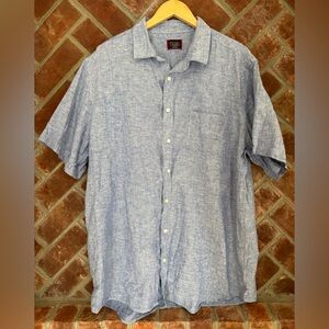 UNTUCKit Men's Cameron 100% Linen Wrinkle Resistant Short Sleeve Blue Shirt XXL